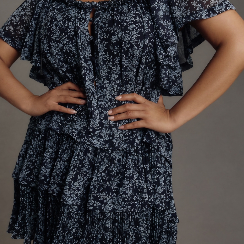 Anthropologie Navy Floral Mini Dress